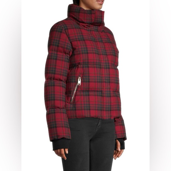 NB Series by Nicole Benisti Red and Black Plaid Puffer Jacket - Picture 3 of 13